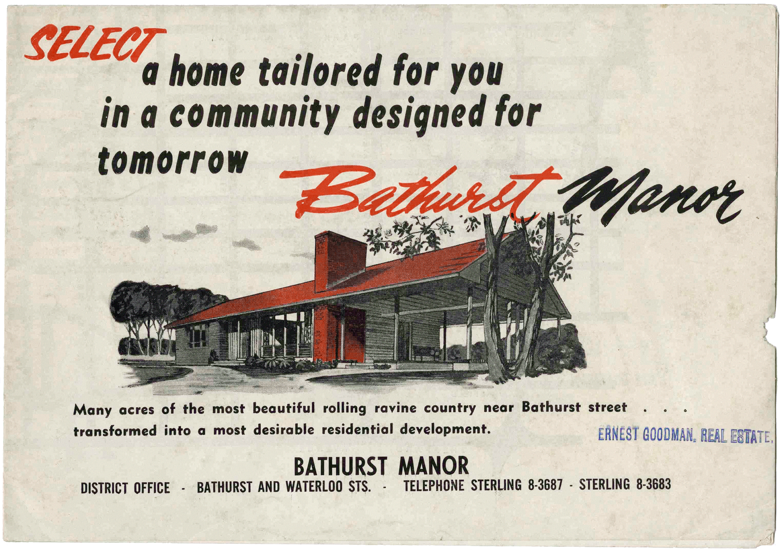 A real estate ad promoting the Bathurst Manor neighbourhood.