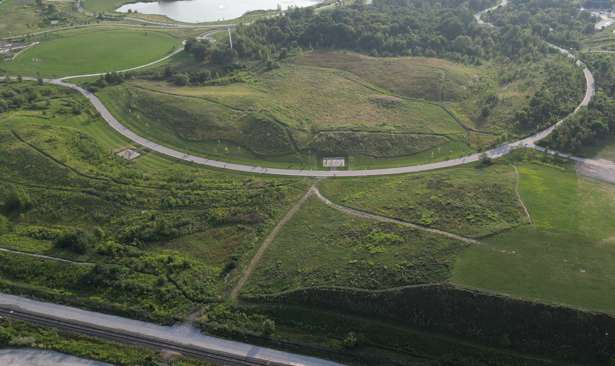 Aerial view of exercise equipment