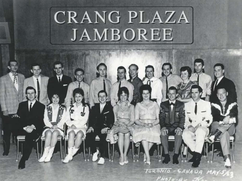 A black and white group photo at the Crang Plaza Jamboree.