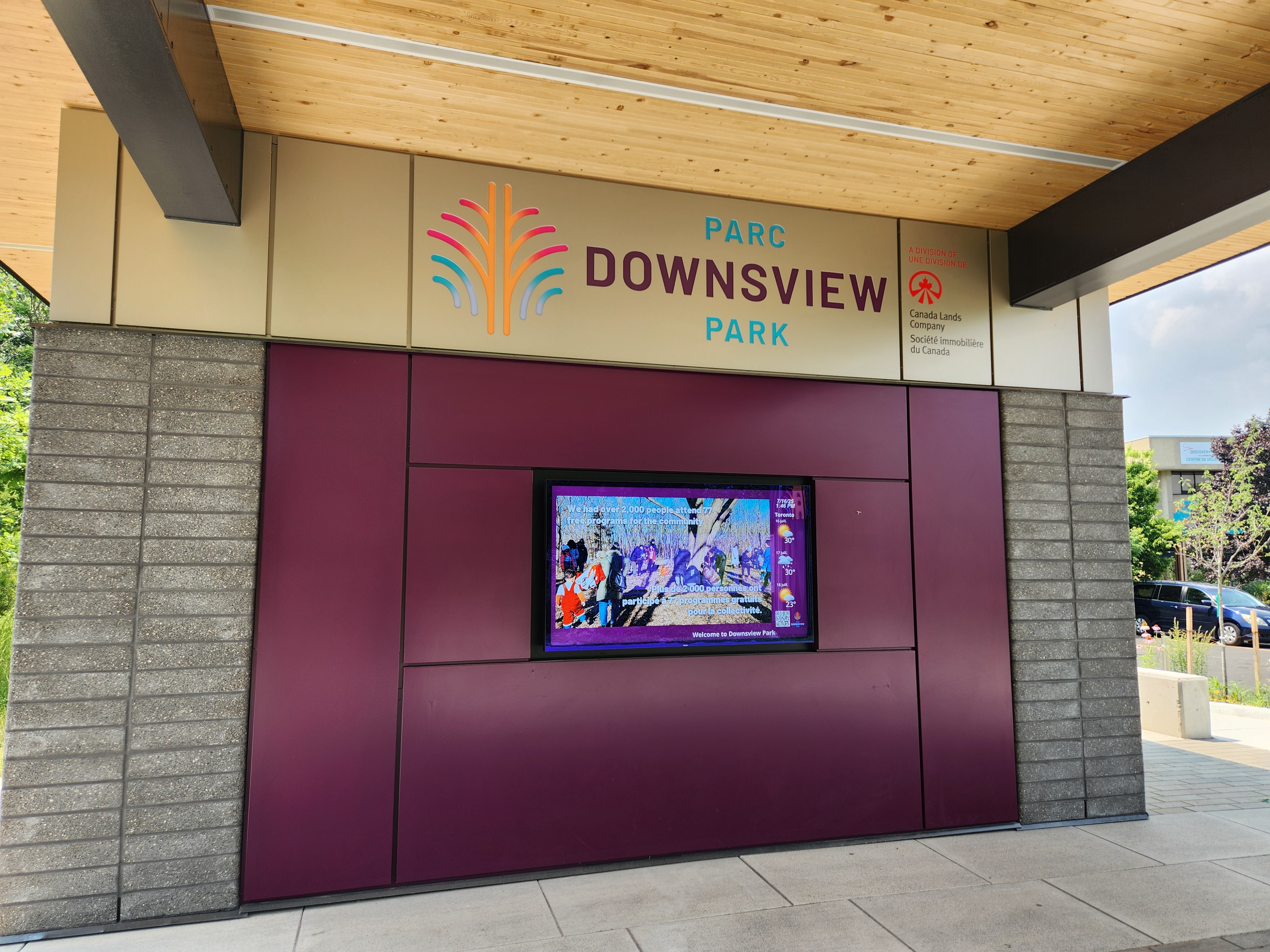 TV screen at the Canuck Pavilion