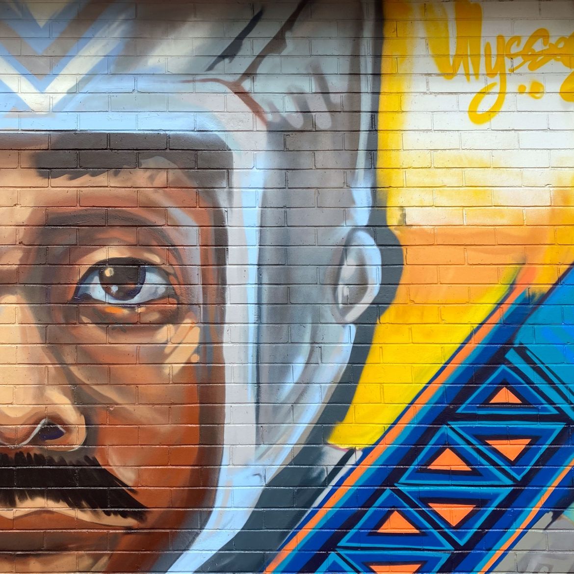 A preview of a colourful mural featuring Ulysses Curtis.