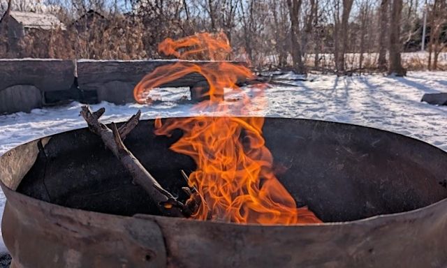 campfire in snow