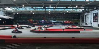 A large indoor go-kart track.
